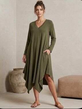 Olive knit Dress M cocoon lightweight XADOO